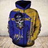 NFL Baltimore Ravens Blue Gold Skull Zip Up Hoodie