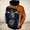 NFL Chicago Bears Cute Death Orange Dark Blue Zip Up Hoodie