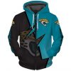 NFL Jacksonville Jaguars Teal Black Zigzag Zip Up Hoodie