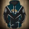 NFL Jacksonville Jaguars Black Teal Lightning Zip Up Hoodie