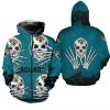 NFL Jacksonville Jaguars Halloween Skull Teal Zip Up Hoodie