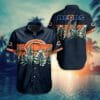 NFL Chicago Bears Leaves In Orange Dark Blue Hawaiian Shirt