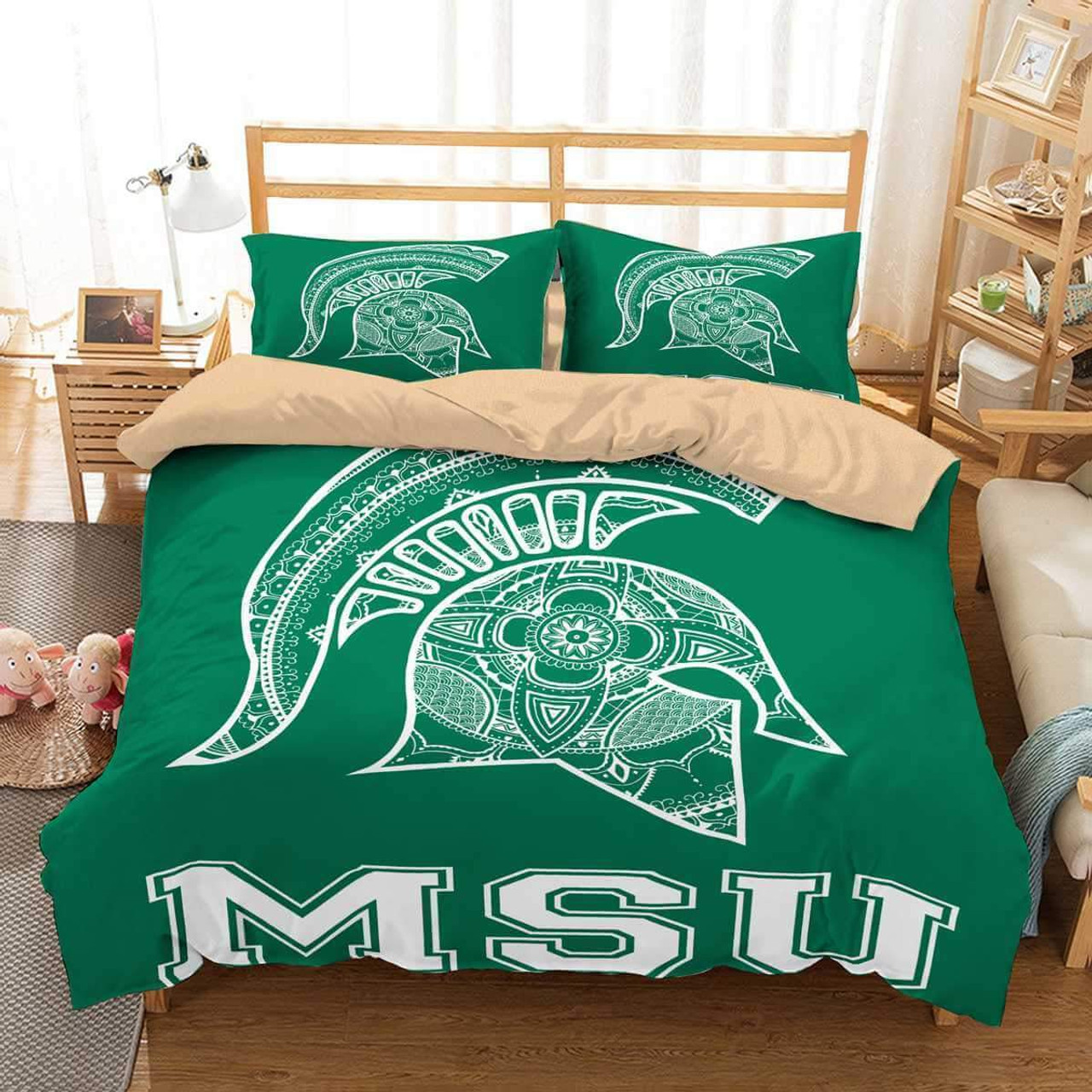NCAA Michigan State Spartans Green Bedding Set NCAA Michigan State Spartans Green Bedding Set