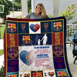 FC Barcelona Daughter Love Dad Quilt Blanket