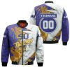 NCAA LSU Tigers Custom Name Number Purple White Bomber Jacket