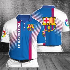 FC Barcelona Blue Red Stripes Polo Shirt
