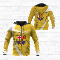 FC Barcelona Yellow White Zip Up Hoodie