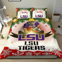 NCAA LSU Tigers Funny Gift Shop Merry Christmas Bedding Set