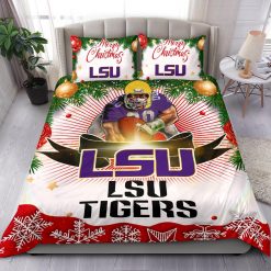 Alternative view of NCAA LSU Tigers Funny Gift Shop Merry Christmas Bedding Set