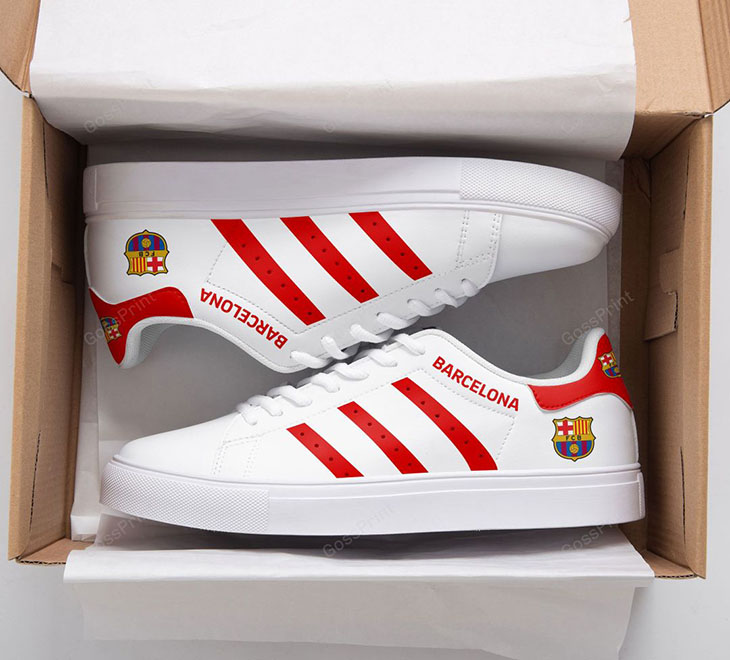 FC Barcelona White Red Stripes Stan Smith Shoes