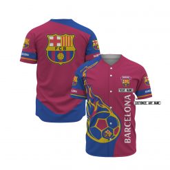 FC Barcelona Custom Name Red Blue Ball Baseball Jersey