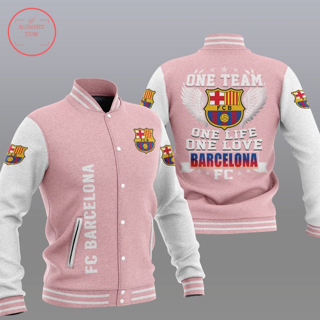 FC Barcelona Pink One Team Baseball Jacket