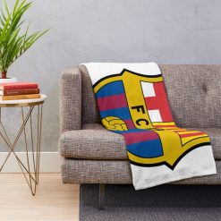 Alternative view of FC Barcelona White Logo Edition Fleece Blanket