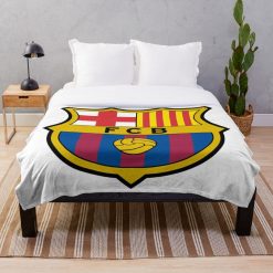 FC Barcelona White Logo Edition Fleece Blanket