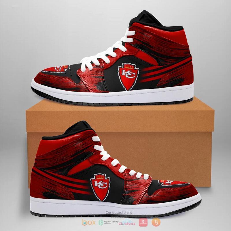 NFL Kansas City Chiefs Red Black Air Jordan 1 High Sneakers V2