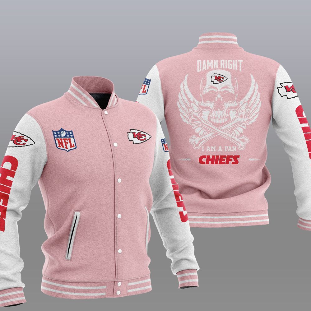 NFL Kansas City Chiefs Pink Skull Baseball Jacket