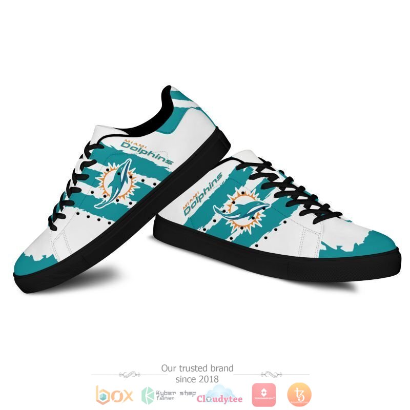 NFL Miami Dolphins White Aqua Stan Smith Shoes