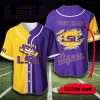 NCAA LSU Tigers Custom Name Purple Gold Baseball Jersey