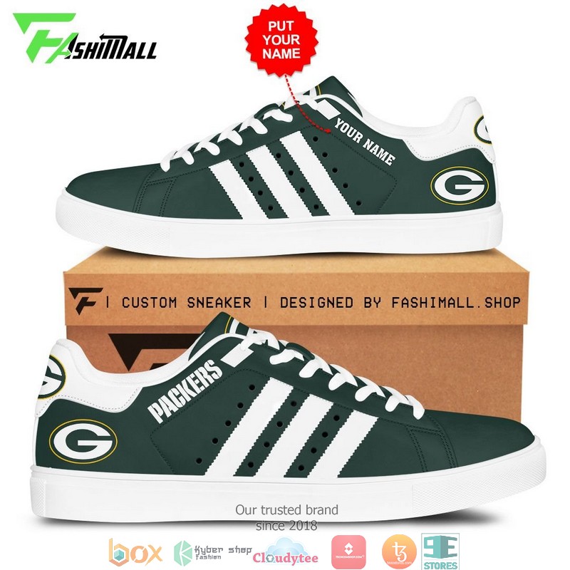 NFL Green Bay Packers Custom Name Green White Stripes Stan Smith Shoes