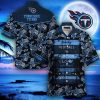 NFL Tennessee Titans Flowers Navy Blue Hawaiian Shirt