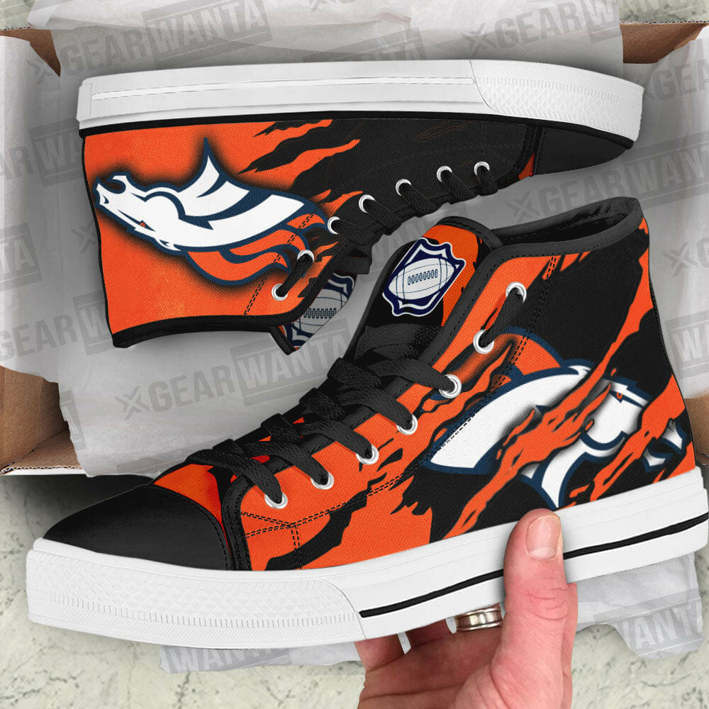 NFL Denver Broncos Orange Black High Top Shoes