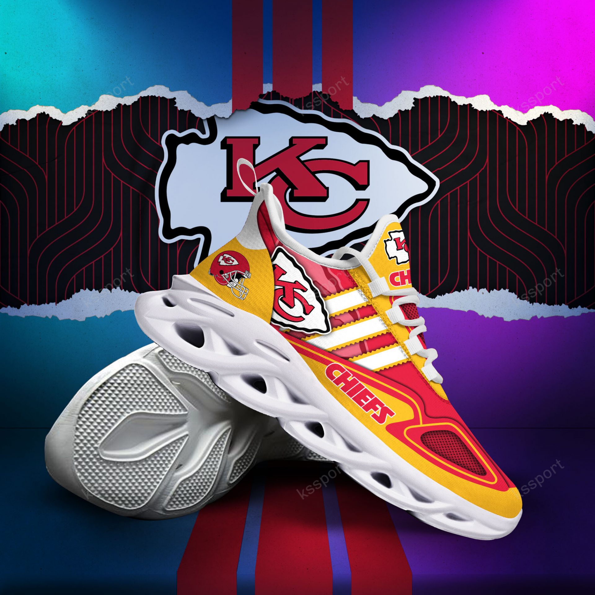 NFL Kansas City Chiefs Gold Red Max Soul Shoes