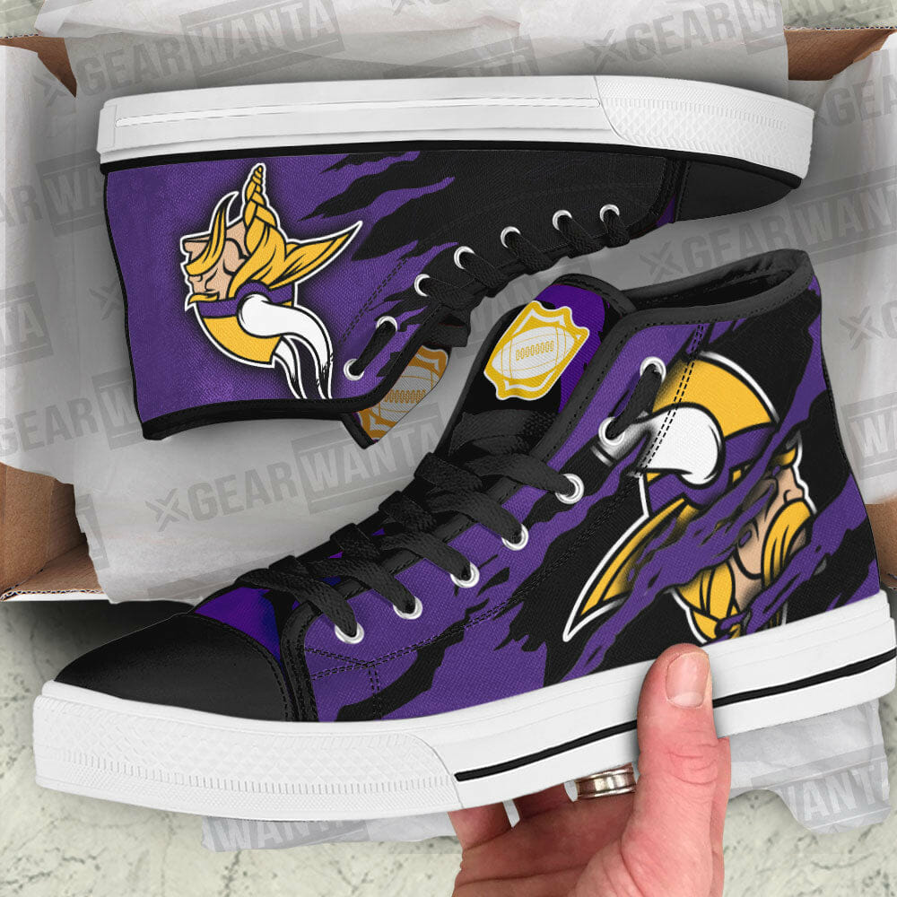 NFL Minnesota Vikings Purple Scratch Logo High Top Shoes