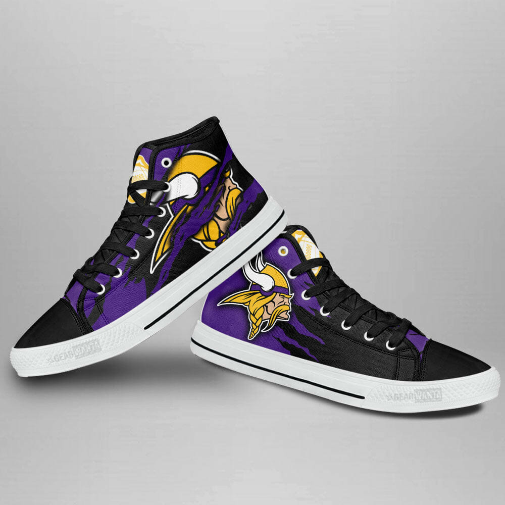 NFL Minnesota Vikings Purple Scratch Logo High Top Shoes