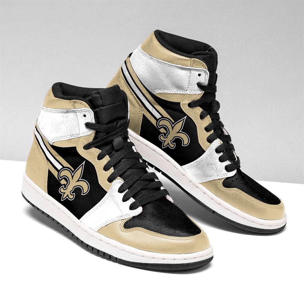 NFL New Orleans Saints Golden Black Logo Air Jordan 1 High Sneakers NFL New Orleans Saints Golden Black Logo Air Jordan 1 High Sneakers