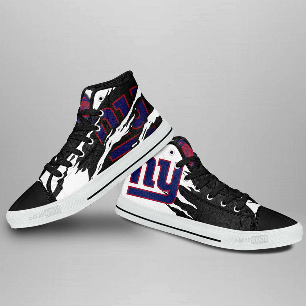 NFL New York Giants Black White High Top Shoes NFL New York Giants Black White High Top Shoes