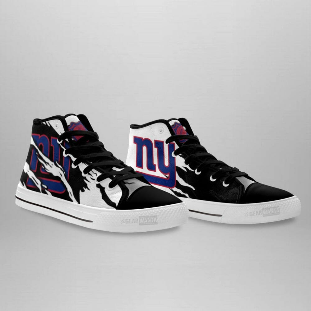NFL New York Giants Black White High Top Shoes NFL New York Giants Black White High Top Shoes