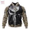 NFL Arizona Cardinals Custom Name Number Punisher Skull Camo Zip Up Hoodie