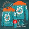 NFL Miami Dolphins Custom Name Aqua Orange Ugly Christmas Sweater