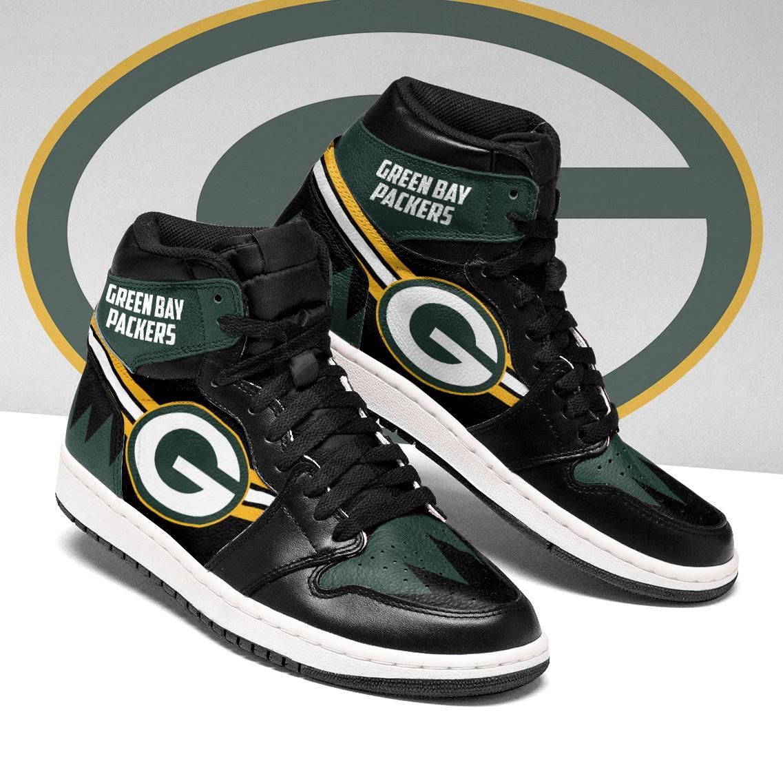 NFL Green Bay Packers Green Black Air Jordan 1 High Sneakers