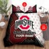 NCAA Ohio State Buckeyes Custom Name Brown White Bedding Set