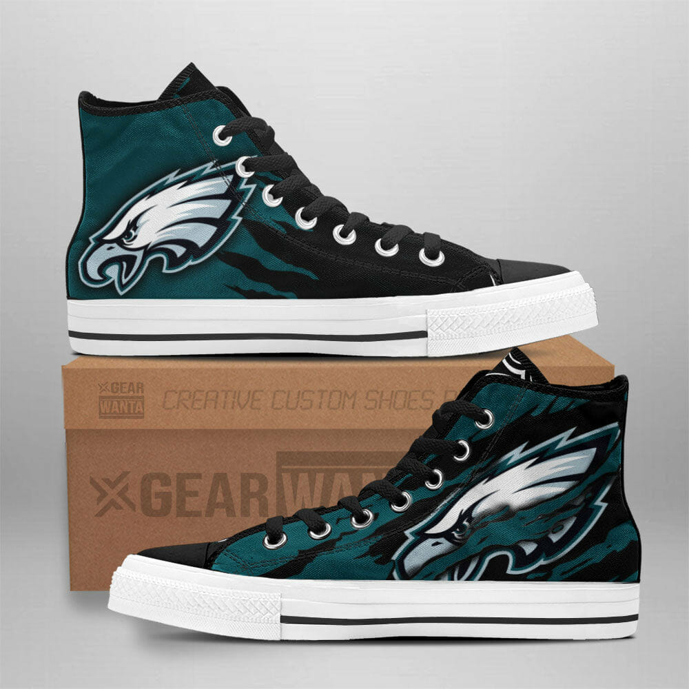 NFL Philadelphia Eagles Green Black High Top Shoes NFL Philadelphia Eagles Green Black High Top Shoes