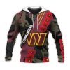 NFL Washington Commanders Red Flower Brown Camo Zip Up Hoodie