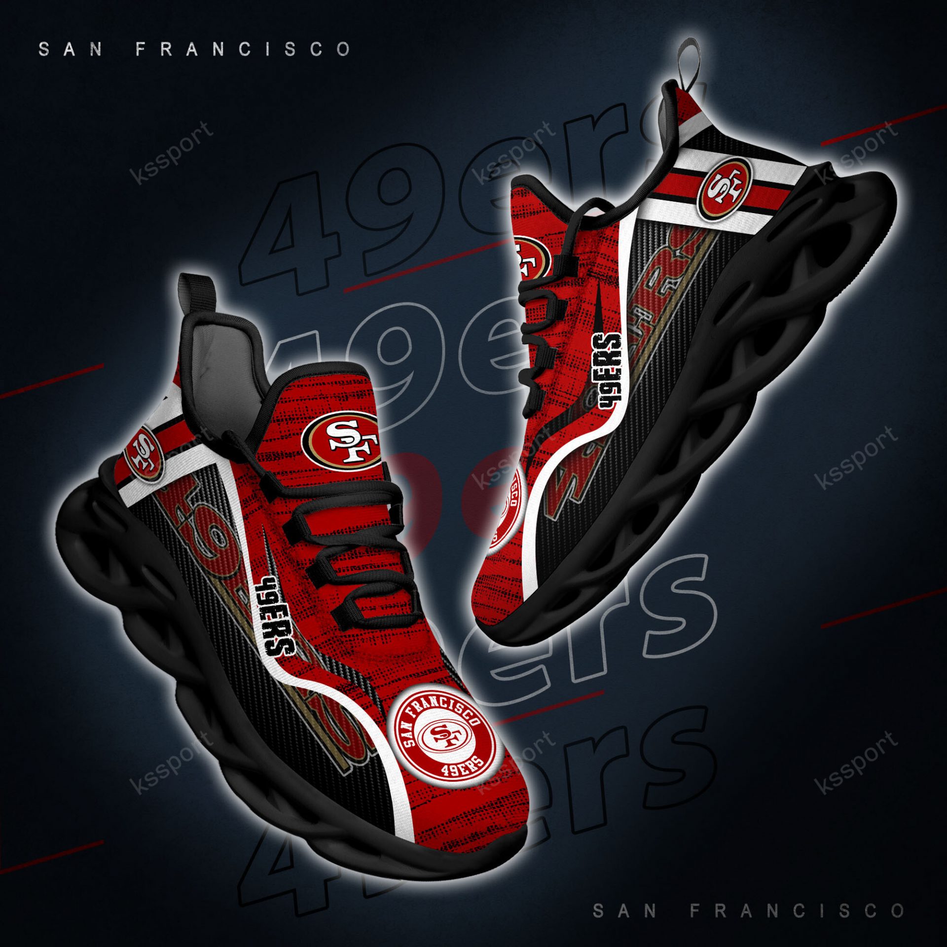 NFL San Francisco 49ers Red Logo Sneakers Max Soul Shoes