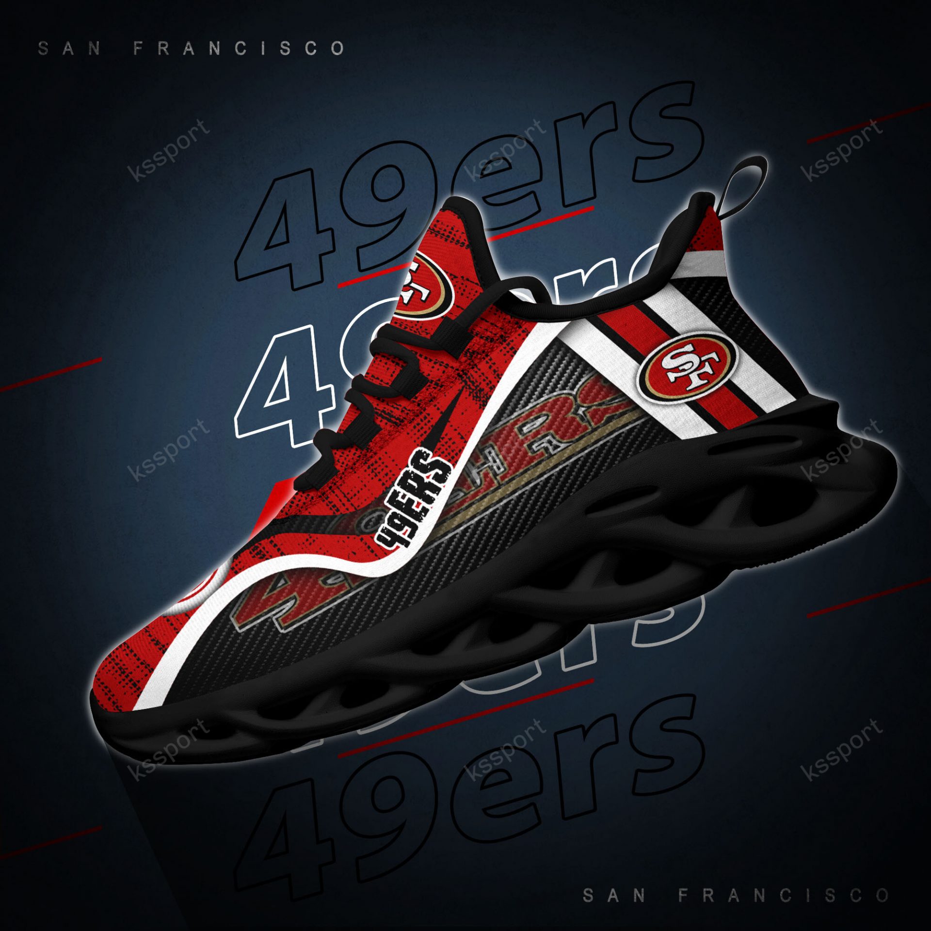NFL San Francisco 49ers Red Logo Sneakers Max Soul Shoes