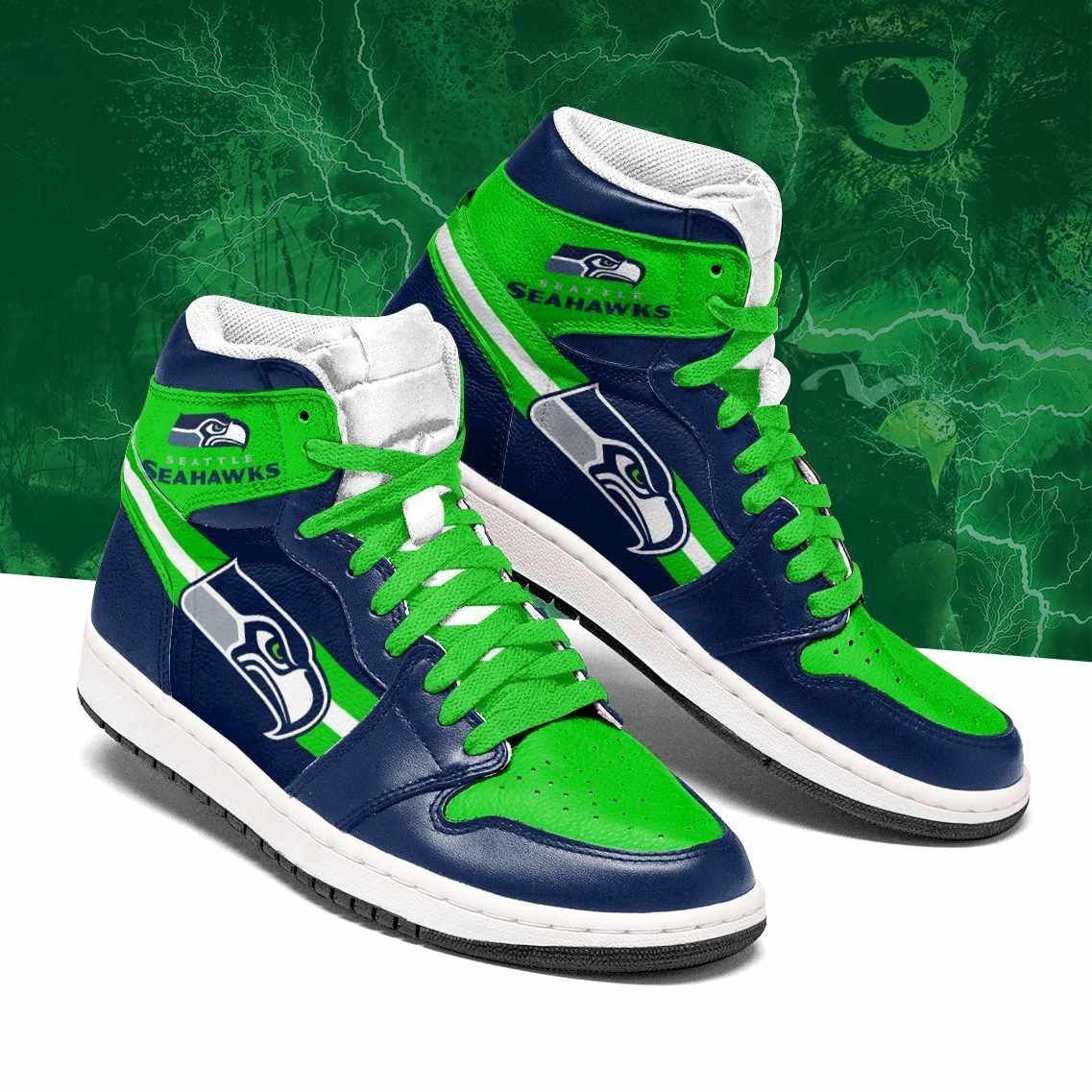 NFL Seattle Seahawks Green Navy Air Jordan 1 High Sneakers V2 NFL Seattle Seahawks Green Navy Air Jordan 1 High Sneakers V2