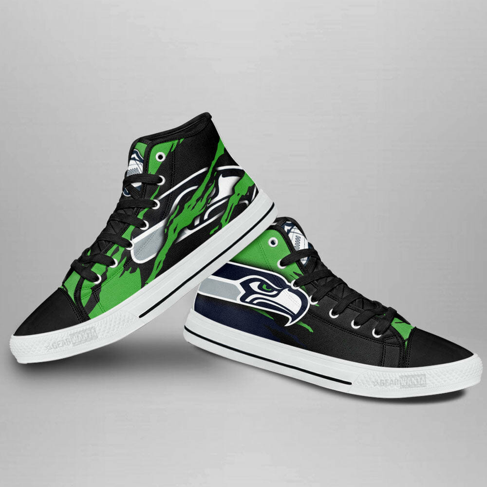 NFL Seattle Seahawks Black Green High Top Shoes