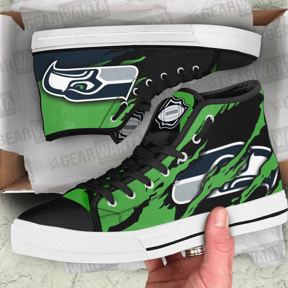NFL Seattle Seahawks Black Green High Top Shoes