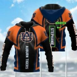 NCAA Auburn Tigers Custom Name Black Orange Pullover Hoodie