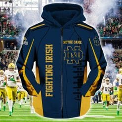 NCAA Notre Dame Fighting Irish Blue Gold Zip Up Hoodie V7