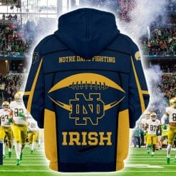 Alternative view of NCAA Notre Dame Fighting Irish Blue Gold Zip Up Hoodie V7