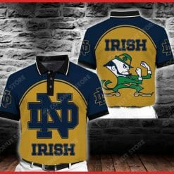 NCAA Notre Dame Fighting Irish Blue Gold Polo Shirt V7