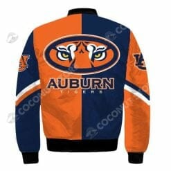 Alternative view of NCAA Auburn Tigers Orange Navy Blue Bomber Jacket V2