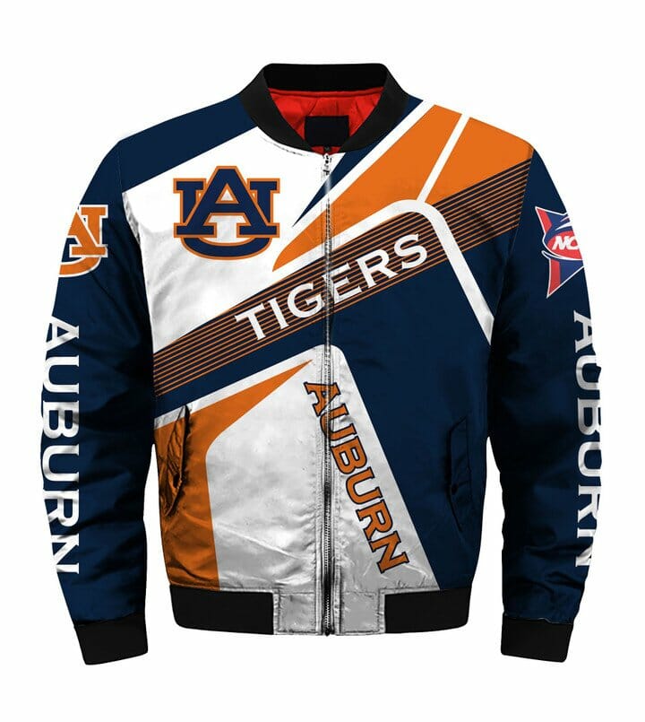 NCAA Auburn Tigers Navy Blue Orange Bomber Jacket V2