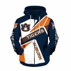 NCAA Auburn Tigers Navy Blue Orange Zip Up Hoodie V2