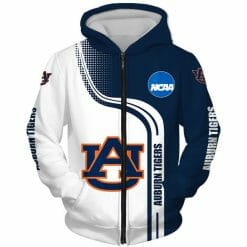 NCAA Auburn Tigers White Navy Blue Zip Up Hoodie
